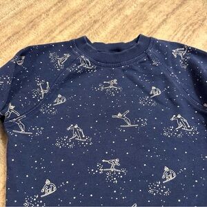 2T Hanna Andersson Ski Print Crewneck French Terry Sweatshirt Cotton Navy Blue